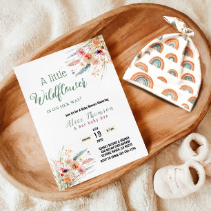 Invitation Fleur sauvage Boho Pampas Baby shower en herbe Ver