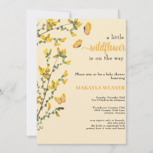 Invitation Fleur sauvage Boho papillons Baby shower
