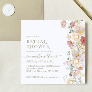 Invitation Fleur sauvage Boho Printemps Rustique florat Fête 