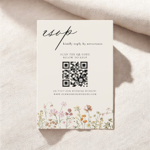 Invitation Fleur sauvage Boho QR Code Mariage RSVP