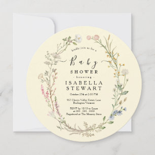 Invitation Fleur sauvage Boho Rustique Baby shower Super mode