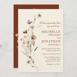 Invitation Fleur sauvage Boho simple Mariage chrétien Floral