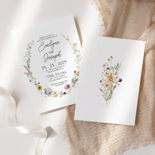 Invitation Fleur sauvage Boho Whimsical Floral Wreath Mariage