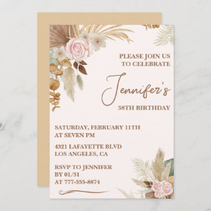 Invitation Fleur sauvage Boho Whimsy Super 38e anniversaire