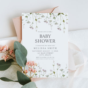 Invitation Fleur sauvage botanique Baby shower floral
