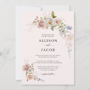 Invitation Fleur sauvage Botanique Blush rose Floral Mariage