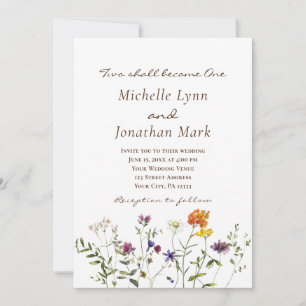 Invitation Fleur sauvage Botanique Floral Mariage chrétien