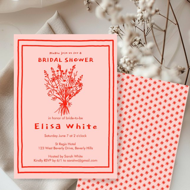 Invitation Fleur sauvage Bouquet Rustique Whimsical Fête des  (Wildflower Bouquet Rustic Whimsical Bridal Shower Invitation
)