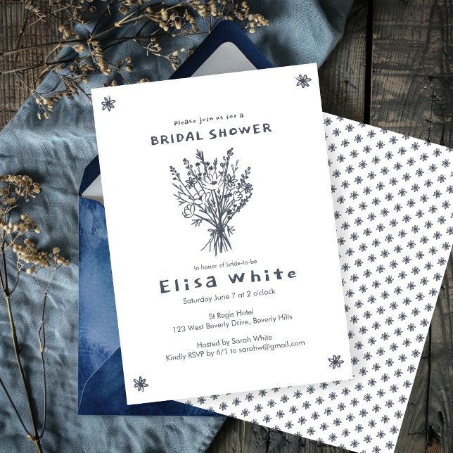Invitation Fleur sauvage Bouquet Rustique Whimsical Fête des  (Wildflower Bouquet Rustic Whimsical Bridal Shower Invitation
)