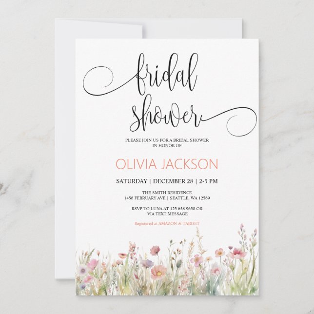 Invitation fleur sauvage Btidal Shower (Devant)