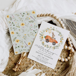 Invitation Fleur sauvage Bunny équitation un Baby shower de v