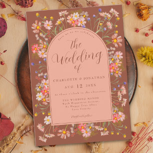 Invitation Fleur sauvage Burnt Orange Terracotta Mariage de a