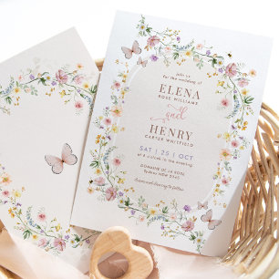 Invitation Fleur sauvage Butterfly Fairytale Jardin Mariage