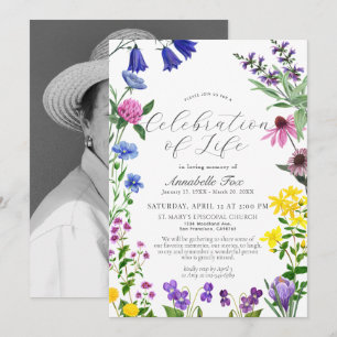 Invitation Fleur sauvage Célébration de la vie funéraire