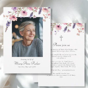 Invitation Fleur sauvage "Célébration de la vie" Photo Funéra