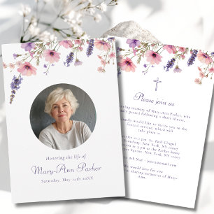 Invitation Fleur sauvage "Célébration de la vie" Photo Funéra