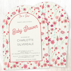 Invitation Fleur sauvage C'est une fille Baby shower
