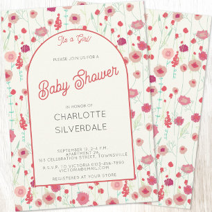 Invitation Fleur sauvage C'est une fille Baby shower