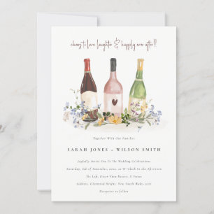 Invitation Fleur sauvage Cheers to Love Wine Bottts Mariage
