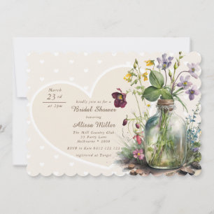 Invitation Fleur sauvage chic Mason Jar Blush Fête des mariée