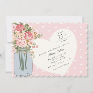Invitation Fleur sauvage chic Mason Jar Blush Fête des mariée