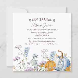 Invitation Fleur sauvage Citrouille Bébé Fille Sprinkle Douch