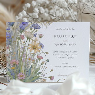 Invitation Fleur sauvage classique Elégant Pastel Wedding Inv