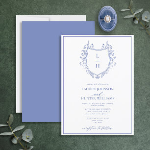Invitation Fleur sauvage classique Monogram Crest Mariage