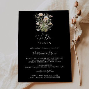 Invitation Fleur sauvage classique Noir Nous refaisons Vow Re
