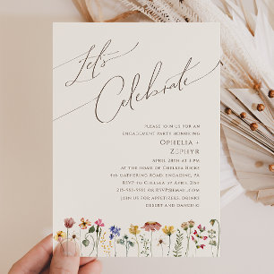 Invitation Fleur sauvage coloré   Beige Fêtons