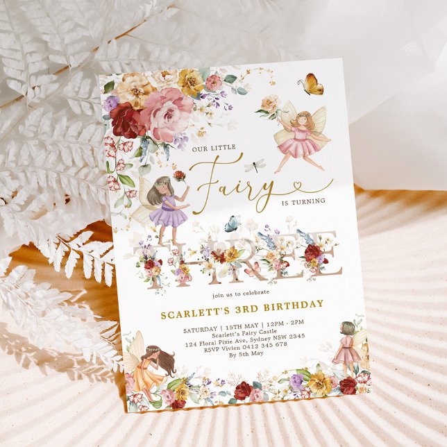 Invitation Fleur sauvage coloré Fairy Princesse 3e anniversai (Créateur téléchargé)