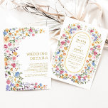 Invitation Fleur sauvage coloré Jardin Fête de mariage<br><div class="desc">Impressionnez vos invités avec cette invitation de mariage classe. Le design gai présente des fleurs sauvages colorés d'aquarelle mélangés à des feuillages verdoyants. Utilisez les champs de texte pour personnaliser la carte avec votre propre libellé et détails. Si vous souhaitez modifier le style de police, la couleur ou le placement...</div>