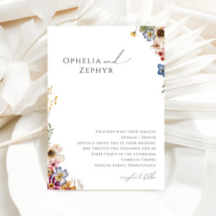 Invitation Fleur sauvage coloré   Mariage de jardin