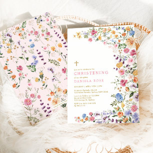 Invitation Fleur sauvage coloré Meadow Girl Christening
