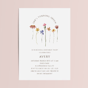 Invitation Fleur sauvage coloré Septième fête d'anniversaire