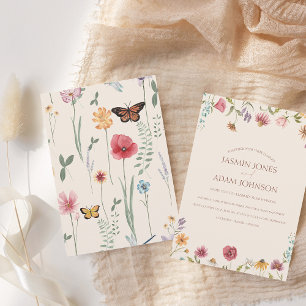 Invitation Fleur sauvage coloré simple Mariage floral