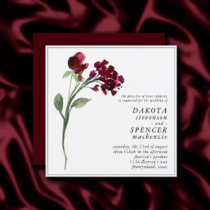 Invitation Fleur sauvage   Crimson Red Bohemian Flower Mariag