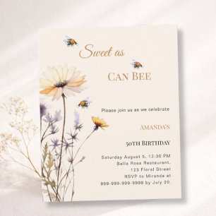 Invitation Fleur sauvage d'anniversaire Douce comm