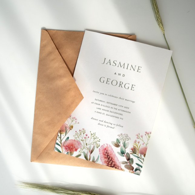 Invitation Fleur sauvage d'aquarelle autochtone australien (Créateur téléchargé)