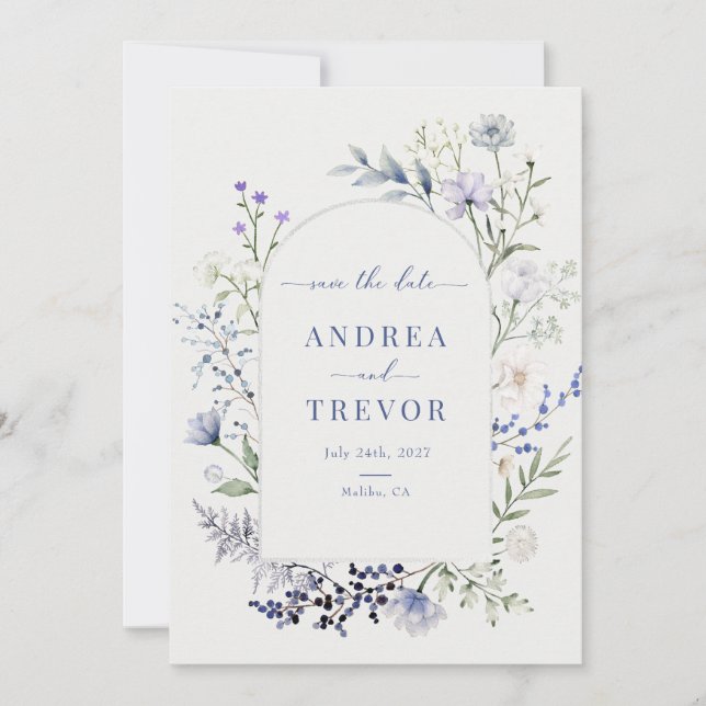 Invitation Fleur sauvage d'aquarelle mariage floral Enregistr (Devant)