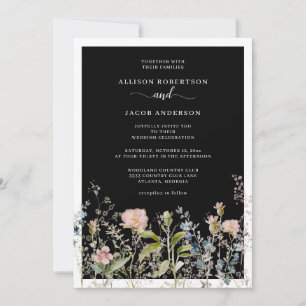 Invitation Fleur sauvage d'aquarelle moderne Floral Mariage n