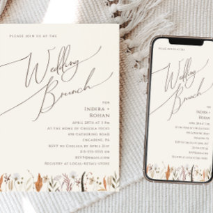 Invitation Fleur sauvage d'automne Boho Brunch Mariage beig