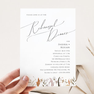Invitation Fleur sauvage d'automne Boho   Dîner de répétition