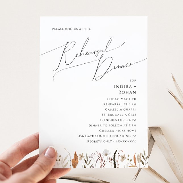 Invitation Fleur sauvage d'automne Boho | Dîner de répétition (Créateur téléchargé)
