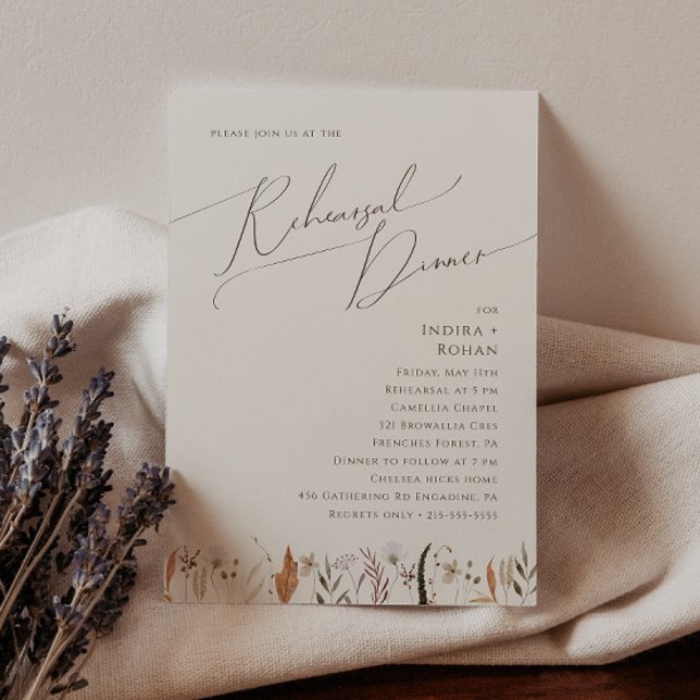 Invitation Fleur sauvage d'automne Boho | Dîner de répétition (Créateur téléchargé)
