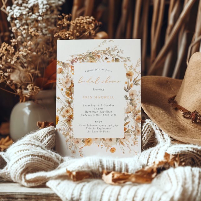 Invitation Fleur sauvage d'automne   Boho Fête des mariées (Créateur téléchargé)