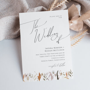 Invitation Fleur sauvage d'automne Boho   Le Mariage de