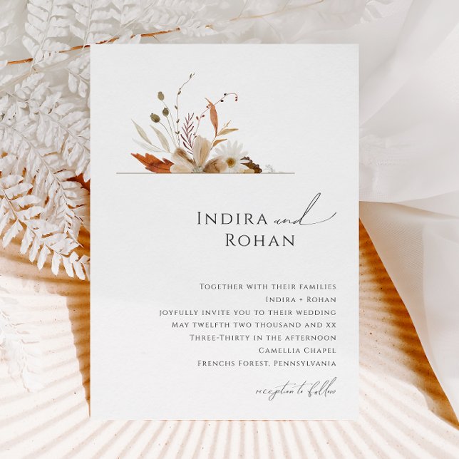 Invitation Fleur sauvage d'automne Boho | MARIAGE (Créateur téléchargé)