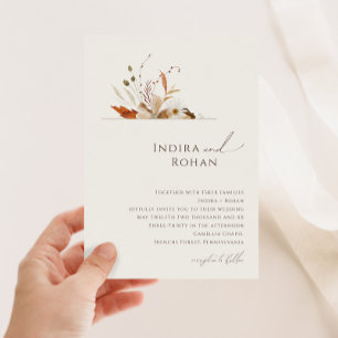 Invitation Fleur sauvage d'automne Boho   Mariage beige