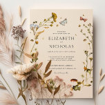 Invitation Fleur sauvage d'automne Boho | Mariage botanique<br><div class="desc">Pelouse séchée rustique, feuille et fleurs sauvages vintages séchés. Les feuilles verts Sage, les accents de cuivre rouille et les tons de terre fleurie apportent une touche naturelle et organique à la palette. Tandis que le champagne neutre et le blanc ajoutent une touche d'élégance et de sophistication. Les tons muets...</div>